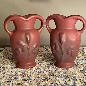 Vintage Van Briggle Mulberry Tulip Vase Pair